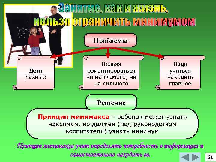 Проблемы Дети разные Нельзя ориентироваться ни на слабого, ни на сильного Надо учиться находить