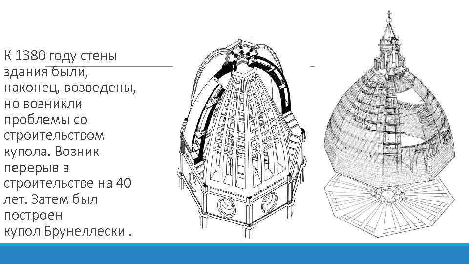 К 1380 году стены здания были, наконец, возведены, но возникли проблемы со строительством купола.