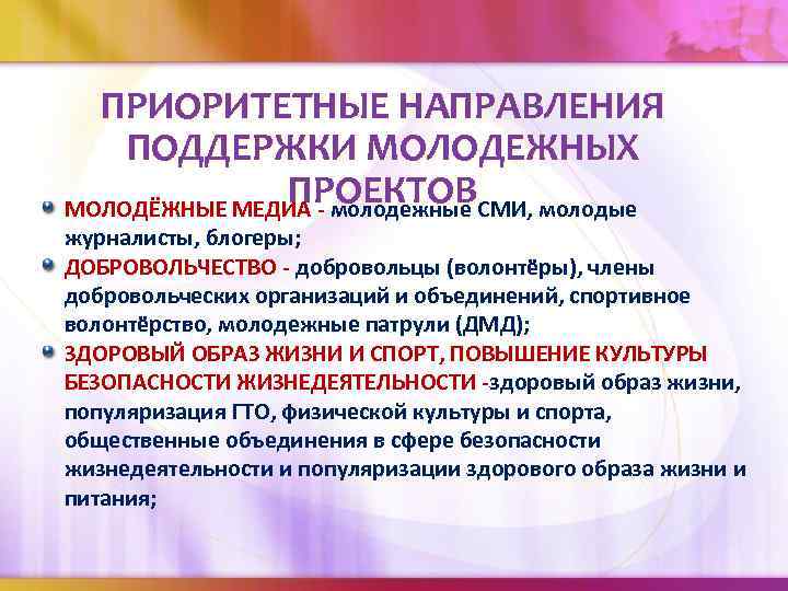 Государственная поддержка молодежных проектов