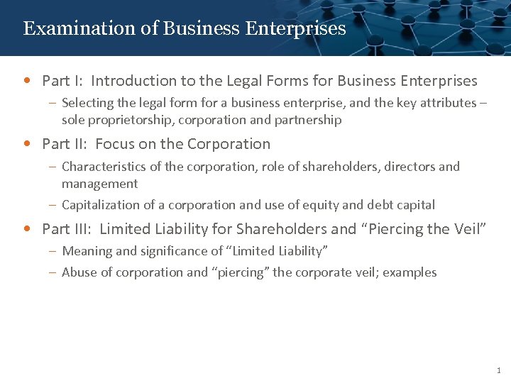 Examination of Business Enterprises Click to edit Master title style • Part I: Introduction