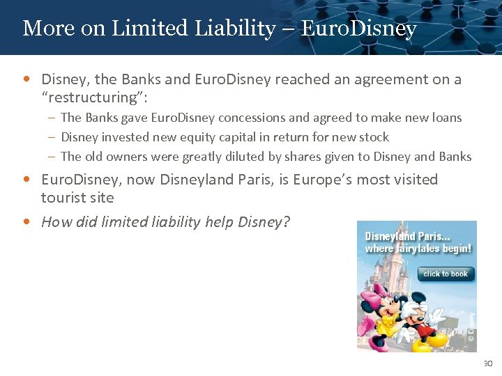 Click on Limited Liability – More to edit Master title style Euro. Disney •
