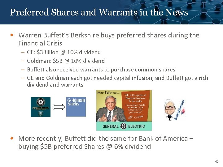 Click to edit Master title style Preferred Shares and Warrants in the News •