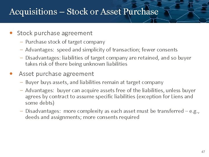 Click to edit Master or Asset Acquisitions – Stock title style. Purchase • Stock