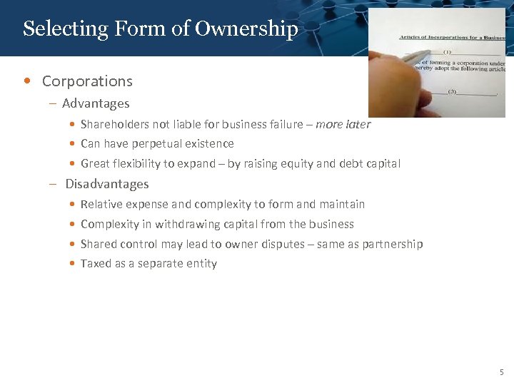 Click to Form of Ownership Selectingedit Master title style • Corporations – Advantages •