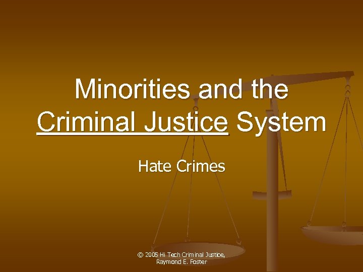 Minorities and the Criminal Justice System Hate Crimes © 2005 Hi Tech Criminal Justice,