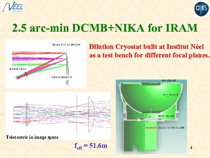2. 5 arc-min DCMB+NIKA for IRAM Dilution Cryostat built at Institut Nèel as a