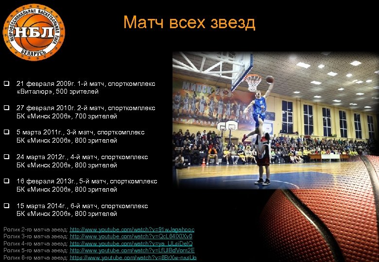 Матч всех звезд q 21 февраля 2009 г. 1 -й матч, спорткомплекс «Виталюр» ,