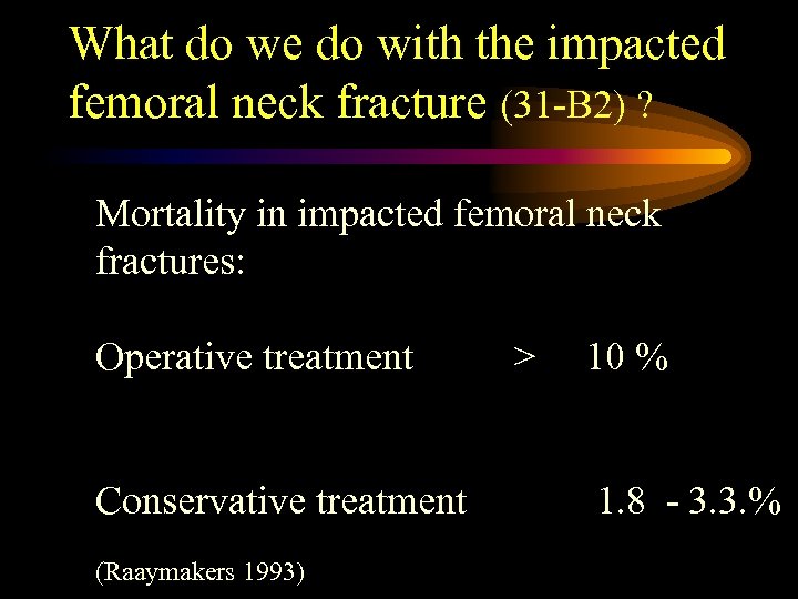 What do we do with the impacted femoral neck fracture (31 -B 2) ?