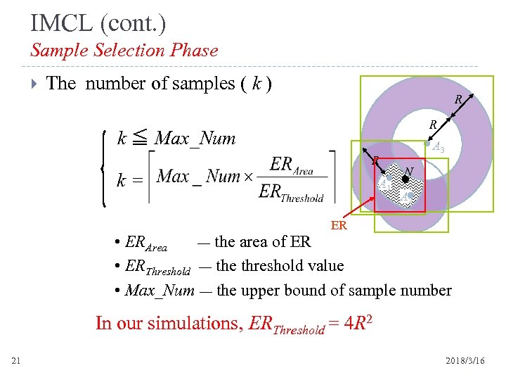 IMCL (cont. ) Sample Selection Phase The number of samples ( k ) R