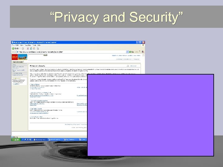 “Privacy and Security” 