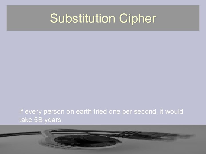 Substitution Cipher If every person on earth tried one per second, it would take