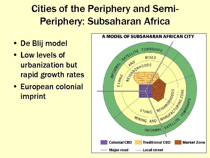Cities of the Periphery and Semi. Periphery: Subsaharan Africa • De Blij model •
