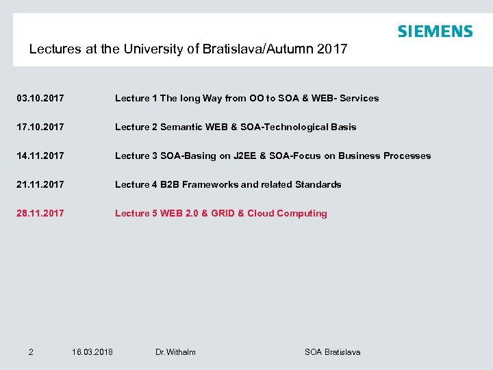 Lectures at the University of Bratislava/Autumn 2017 03. 10. 2017 Lecture 1 The long