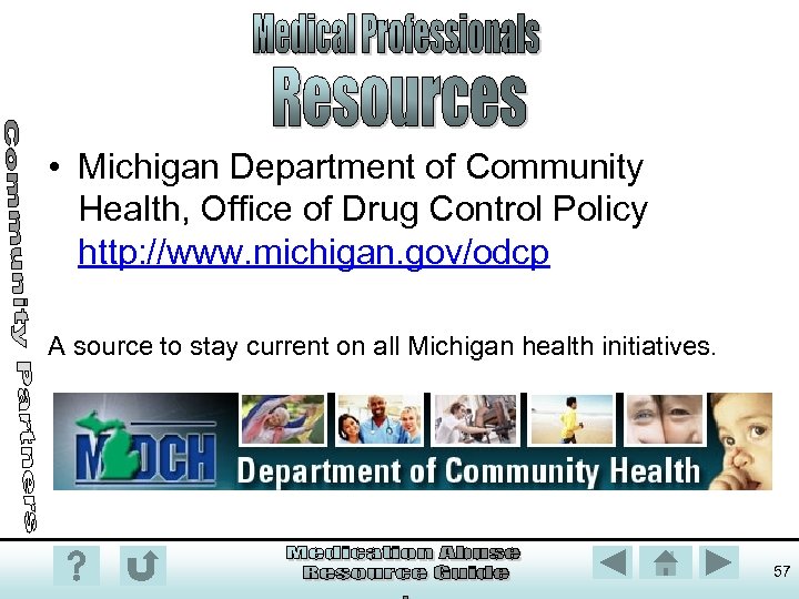  • Michigan Department of Community Health, Office of Drug Control Policy http: //www.