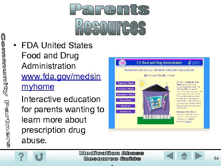  • FDA United States Food and Drug Administration www. fda. gov/medsin myhome Interactive