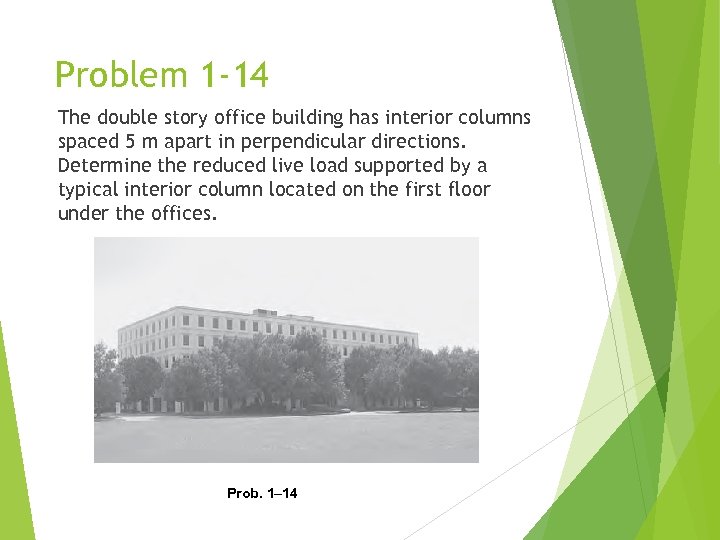 Problem 1 -14 The double story office building has interior columns spaced 5 m