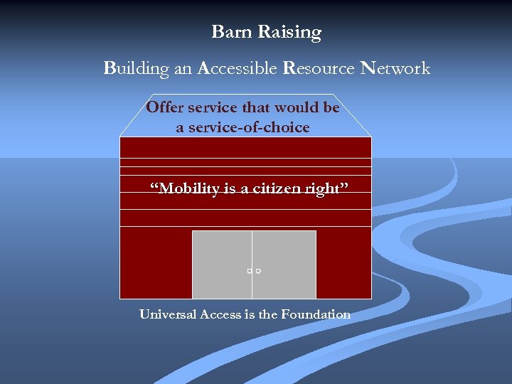 Barn Raising Building an Accessible Resource Network Offer service that would be a service-of-choice