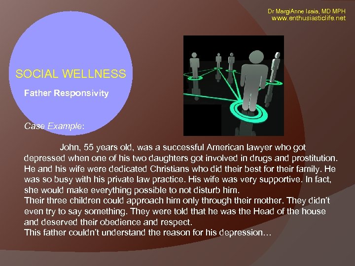 Dr Margi. Anne Isaia, MD MPH www. enthusiasticlife. net SOCIAL WELLNESS Father Responsivity Case