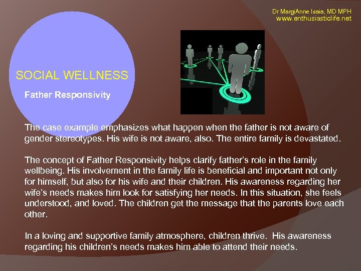 Dr Margi. Anne Isaia, MD MPH www. enthusiasticlife. net SOCIAL WELLNESS Father Responsivity The