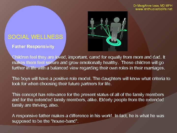 Dr Margi. Anne Isaia, MD MPH www. enthusiasticlife. net SOCIAL WELLNESS Father Responsivity Children