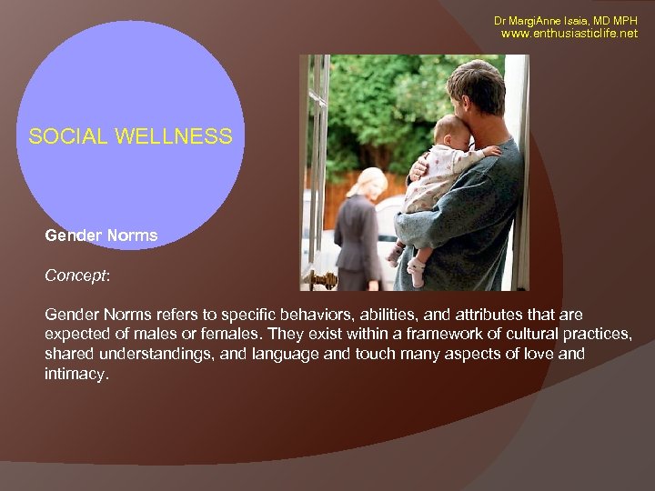 Dr Margi. Anne Isaia, MD MPH www. enthusiasticlife. net SOCIAL WELLNESS Gender Norms Concept: