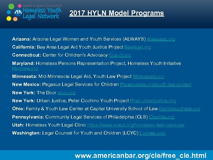 2017 HYLN Model Programs Arizona: Arizona Legal Women and Youth Services (ALWAYS) Alwaysaz. org