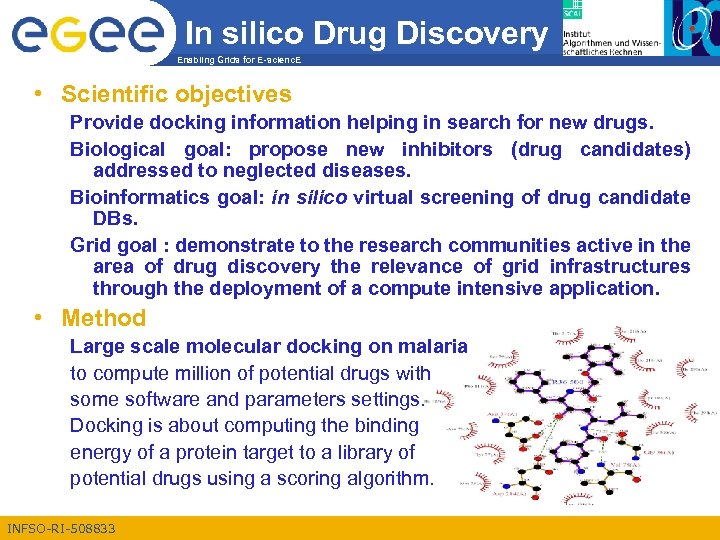 In silico Drug Discovery Enabling Grids for E-scienc. E • Scientific objectives Provide docking