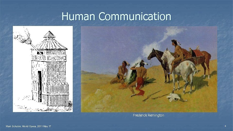 Human Communication Frederick Remington Mark Schubin, World Opera, 2011 May 17 4 