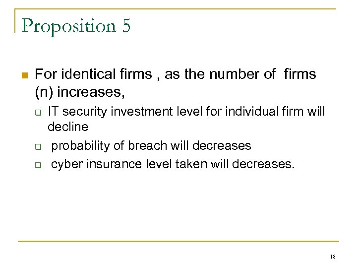 Proposition 5 n For identical firms , as the number of firms (n) increases,