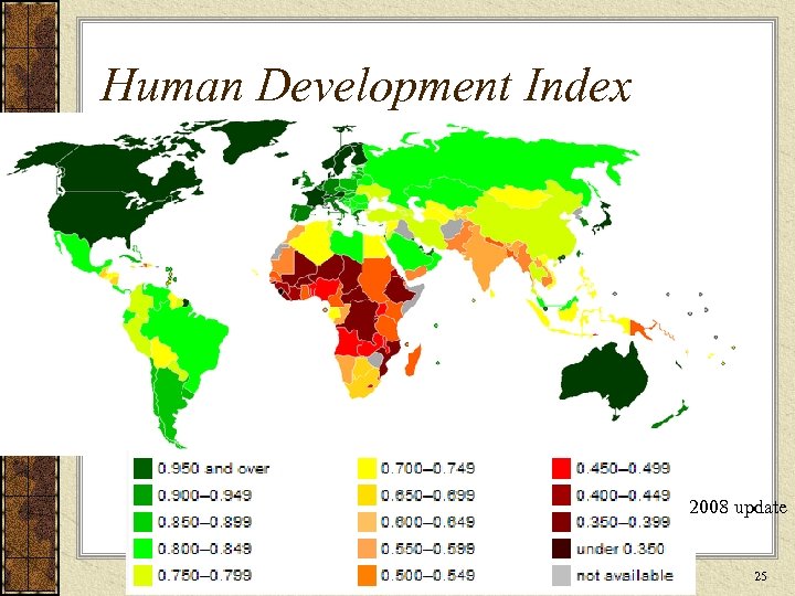 Human Development Index 2008 update 25 