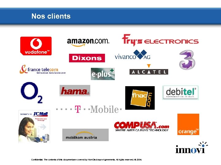 Nos clients Confidential. The contents of this document are covered by Non-Disclosure Agreements. All