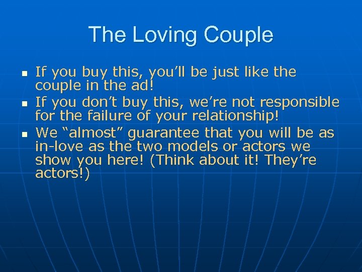 The Loving Couple n n n If you buy this, you’ll be just like