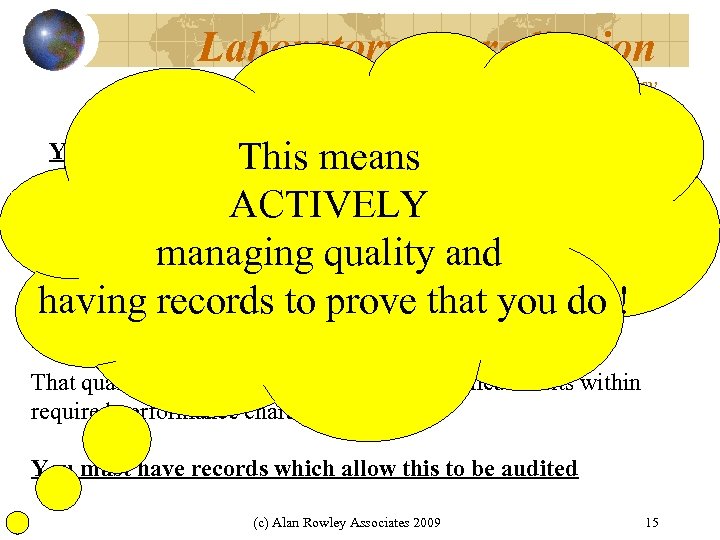 Laboratory Accreditation Dr Alan G Rowley This means ACTIVELY By a properly validated method.