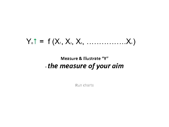 Yo = f (X , X , ……………. X ) 1 2 3 Measure