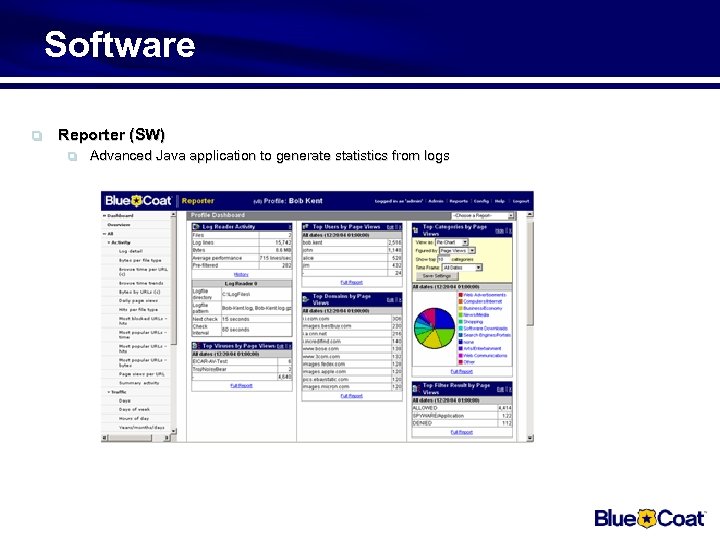 Software q Reporter (SW) q Advanced Java application to generate statistics from logs 