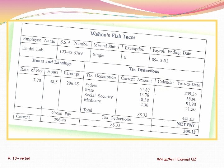 P. 10 - verbal W 4 qz/Am I Exempt QZ 