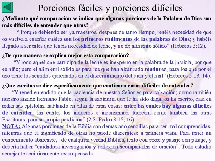 Porciones fáciles y porciones difíciles ¿Mediante qué comparación se indica que algunas porciones de