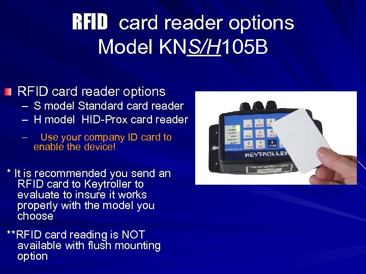 RFID card reader options Model KNS/H 105 B RFID card reader options – S
