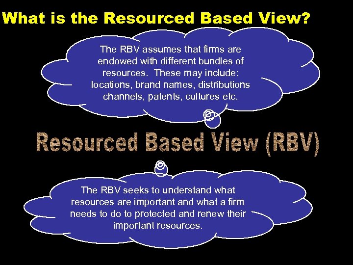 What is the Resourced Based View? The RBV assumes that firms are endowed with