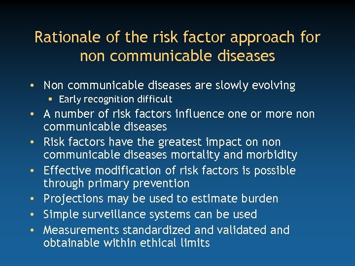 Surveillance Of The Risk Factors For Non-communicable Diseases