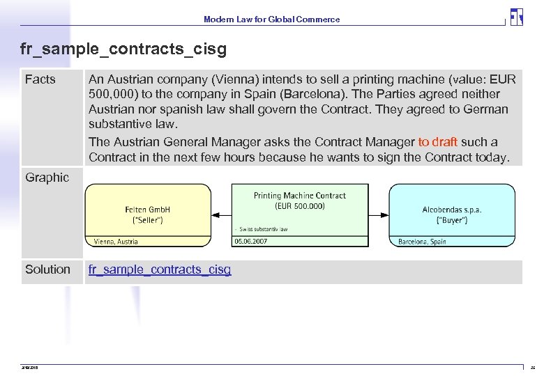 Modern Law for Global Commerce fr_sample_contracts_cisg Facts An Austrian company (Vienna) intends to sell