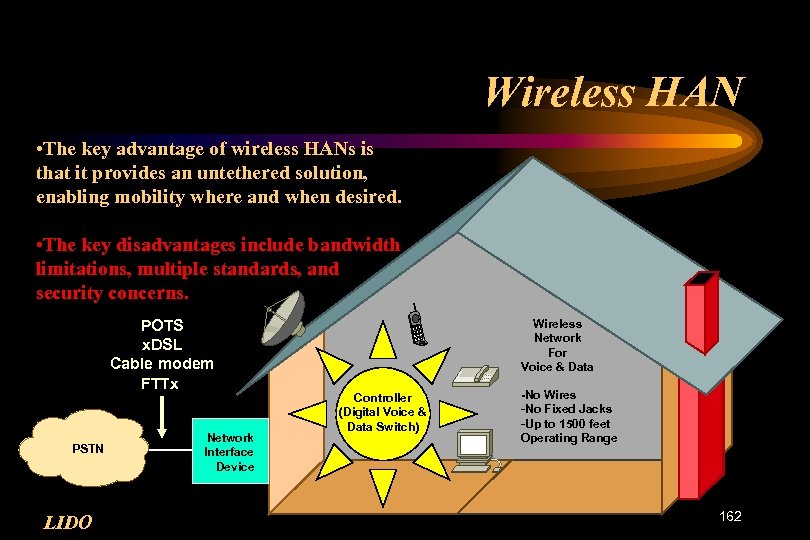 Wireless HAN • The key advantage of wireless HANs is that it provides an