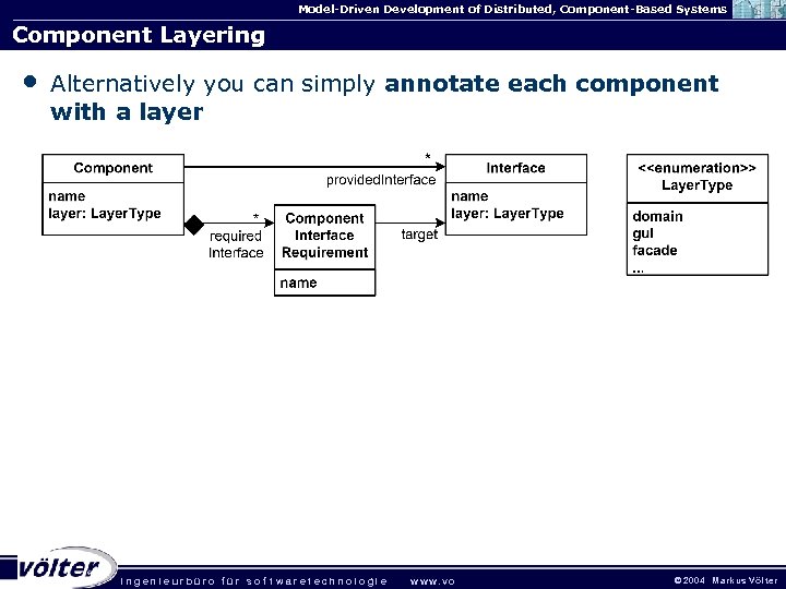 Model-Driven Development of Distributed, Component-Based Systems Component Layering • Alternatively you can simply annotate