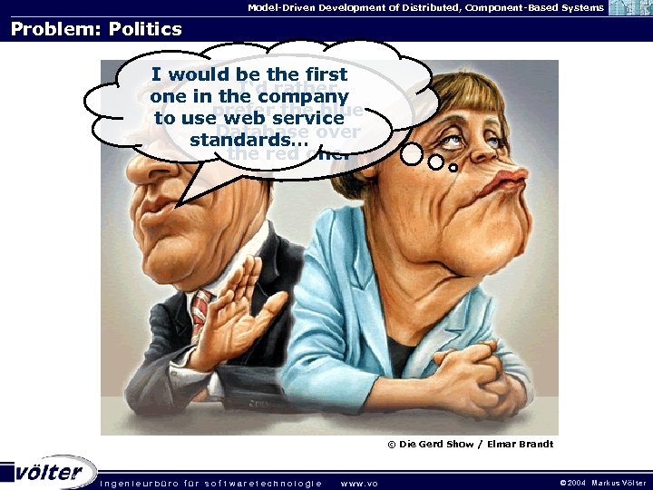 Model-Driven Development of Distributed, Component-Based Systems Problem: Politics I would be the first I‘d