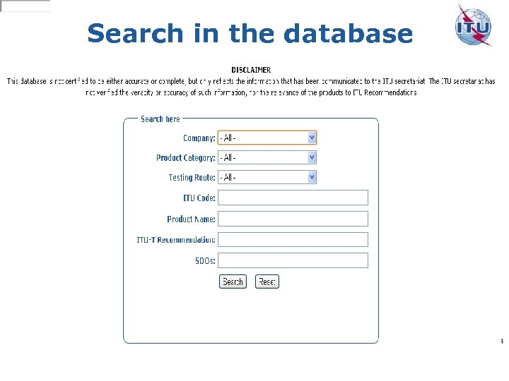 Search in the database 14 