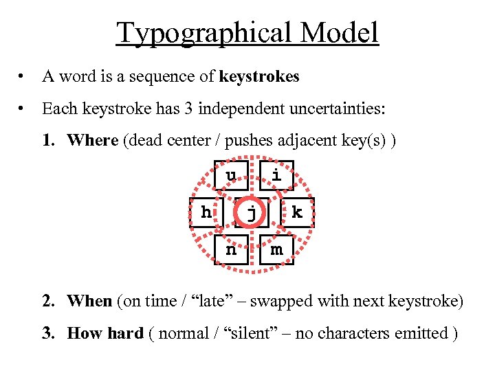 Typographical Model • A word is a sequence of keystrokes • Each keystroke has