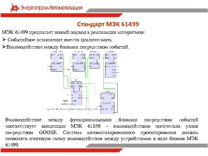 Стандарт МЭК 61499 предлагает новый подход к реализации алгоритмов: Ø Событийное исполнение вместо циклического.