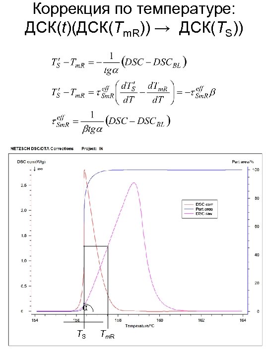Коррекция по температуре: ДСК(t)(ДСК(Tm. R)) → ДСК(TS)) α TS Tm. R 