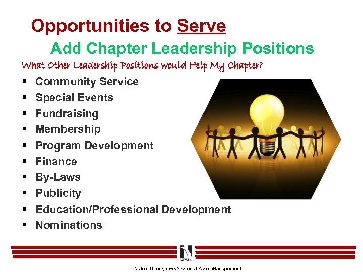 Opportunities to Serve Add Chapter Leadership Positions What Other Leadership Positions would Help My