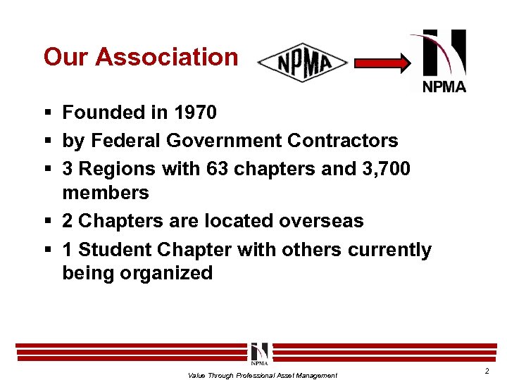 Our Association § Founded in 1970 § by Federal Government Contractors § 3 Regions